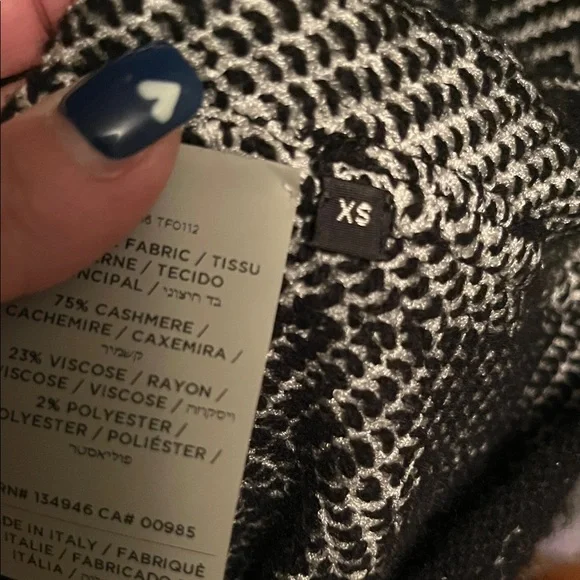 Excellent Tom Ford Black and White Chevron Cashmere & leather Sweater size XS - Picture 8 of 8